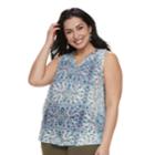 Plus Size Sonoma Goods For Life&trade; Printed Tank, Women's, Size: 3xl, Light Blue