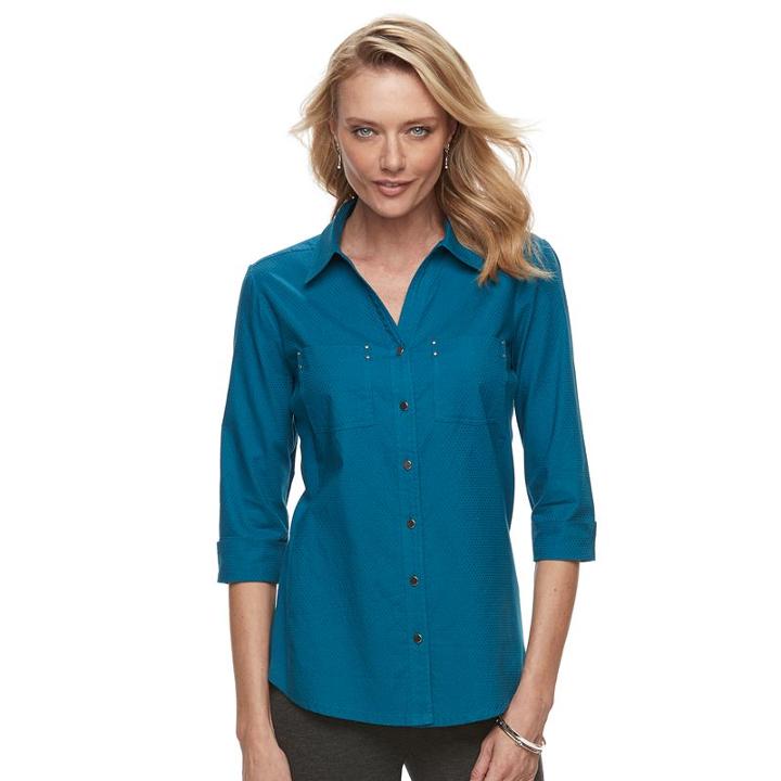 Women's Croft & Barrow&reg; Knit-to-fit Shirt, Size: Xl, Dark Blue