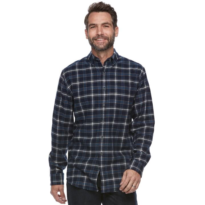 Big & Tall Croft & Barrow&reg; True Comfort Classic-fit Flannel Button-down Shirt, Men's, Size: 3xb, Dark Blue