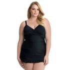 Plus Size Croft & Barrow&reg; Thigh Minimizer Crossover Swimdress, Women's, Size: 20 W, Black