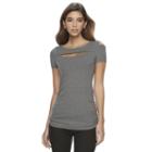 Juniors' Candie's&reg; Ribbed Cutout Tee, Girl's, Size: Large, Grey