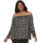 Juniors' Plus Size Liberty Love Floral Off-the-shoulder Top, Teens, Size: 2xl, White