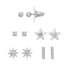Lc Lauren Conrad Simulated Crystal Nickel Free Star Stud Earring Set, Women's, Silver