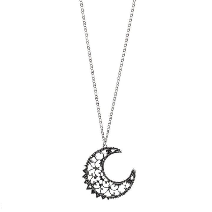 Mudd&reg; Long Filigree Crescent Moon Pendant Necklace, Women's, Silver