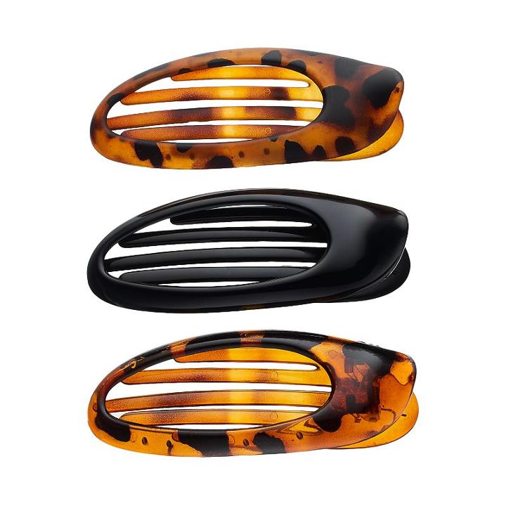 Oval Shovel Hair Clip Set, Women's, Brown