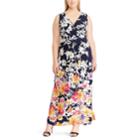 Plus Size Chaps Floral Surplice Maxi Dress, Women's, Size: 22 W, Blue (navy)