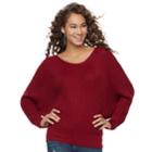 Women's Jennifer Lopez Ribbed Dolman Sweater, Size: Large, Dark Red