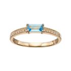14k Gold Over Silver Swiss Blue Topaz & White Sapphire Stack Ring, Women's, Size: 8