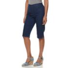 Petite Croft & Barrow&reg; Strappy Hem Pull-on Skimmer Capris, Women's, Size: 8 Petite, Dark Blue