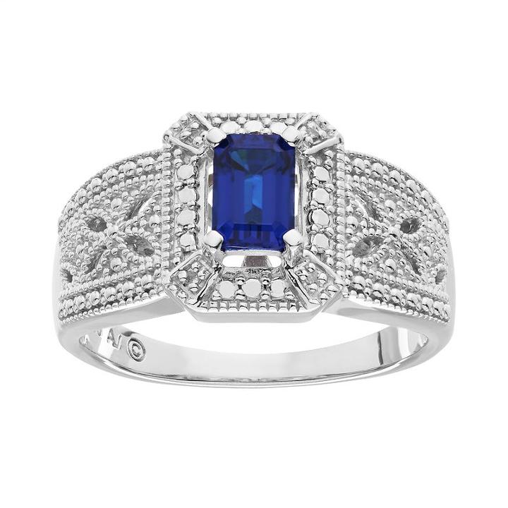 Lab-created Sapphire & Diamond Accent Ring, Women's, Size: 7, Blue