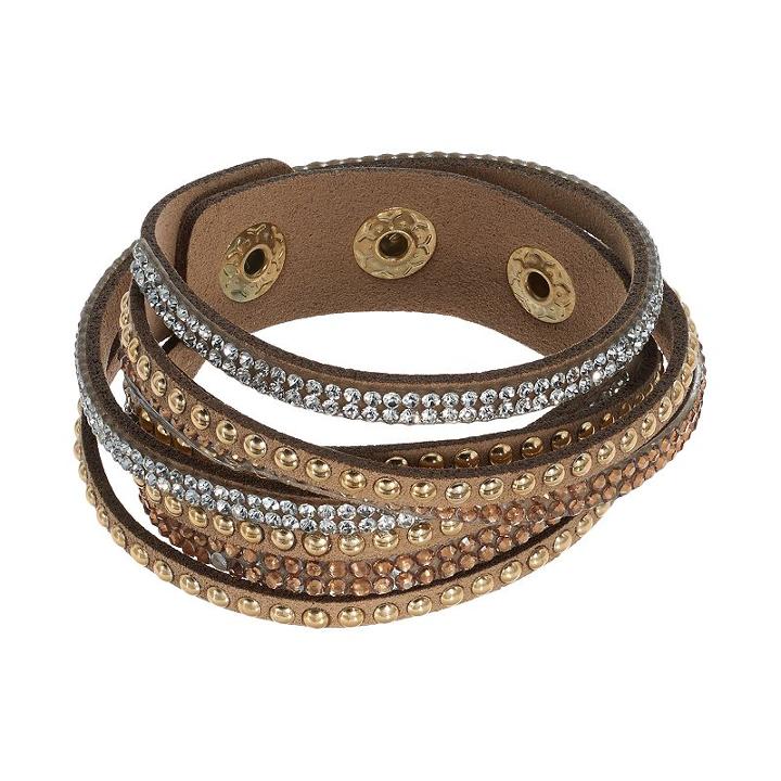 Mudd&reg; Studded Rhinestone Wrap Bracelet, Women's, Lt Brown