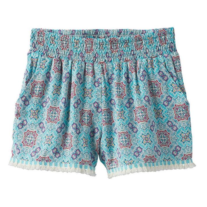 Girls 7-16 Joey B Patterned Soft Fringe Trim Shorts, Girl's, Size: Medium, Lt Green