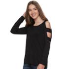 Juniors' Pink Republic Ladder Sleeve Cold-shoulder Top, Teens, Size: Xs, Black