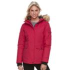 Women's Free Country Down Faux-fur Trim Jacket, Size: Large, Dark Red