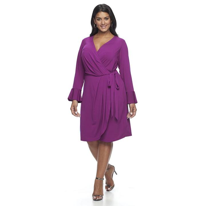 Plus Size Suite 7 Wrap Dress, Women's, Size: 18 W, Fig