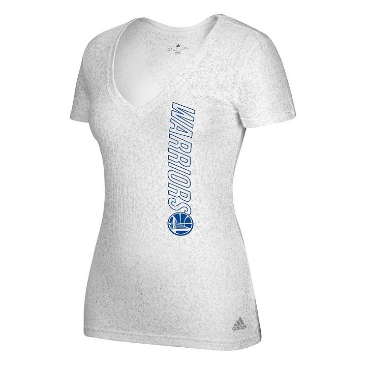 Women's Adidas Golden State Warriors Vertical Logo Tee, Size: Small, Light Grey