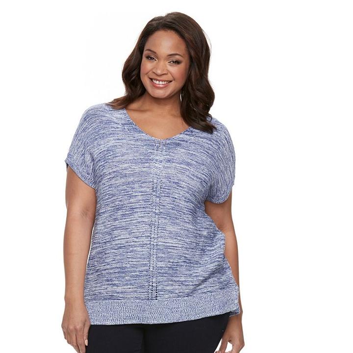 Plus Size Croft & Barrow&reg; Dolman Pointelle Sweater, Women's, Size: 2xl, Blue