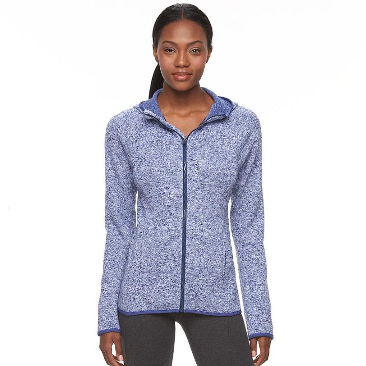 Women's Tek Gear&reg; Marled Fleece Full-zip Hoodie, Size: Small, Med Blue