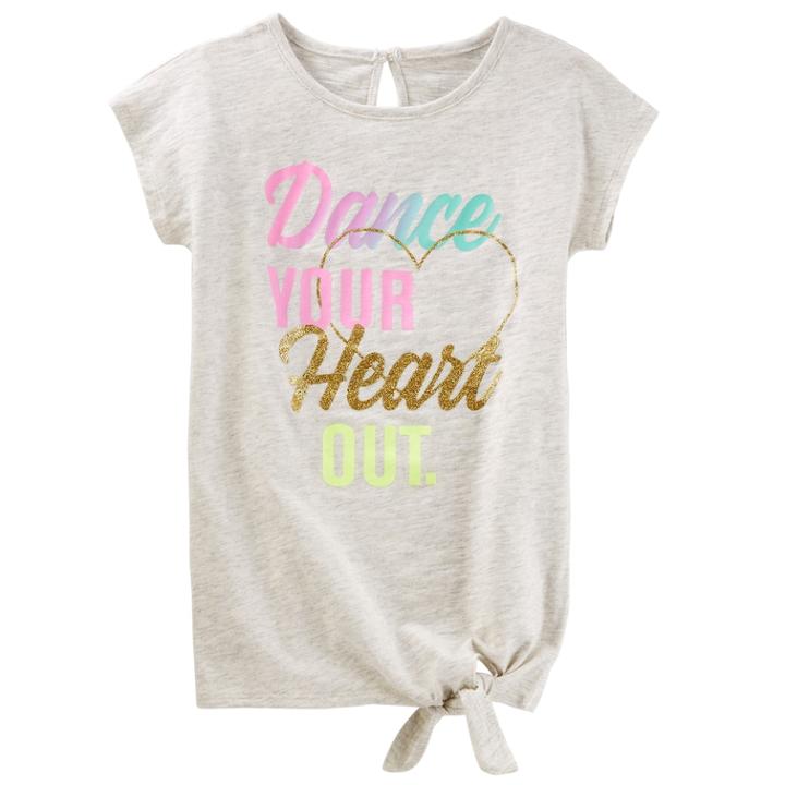 Girls 4-12 Oshkosh B'gosh&reg; Graphic Tie Front Top, Size: 4-5, Light Grey