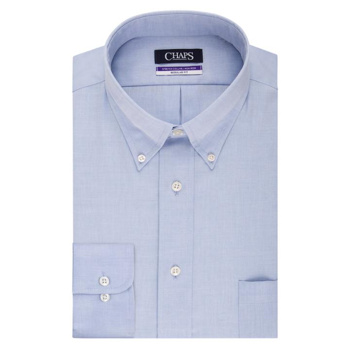 Big & Tall Chaps Regular-fit Non-iron Stretch Button-down Collar Dress Shirt, Men's, Size: 20 36/7b, Blue Other
