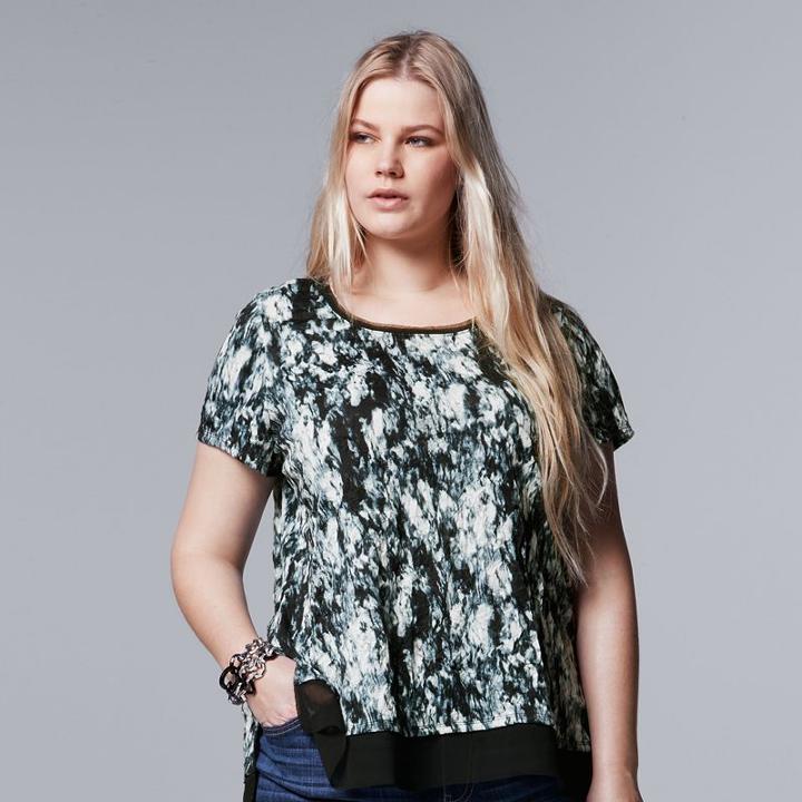 Plus Size Simply Vera Vera Wang Crinkle Tee, Women's, Size: 2xl, Blue (navy)