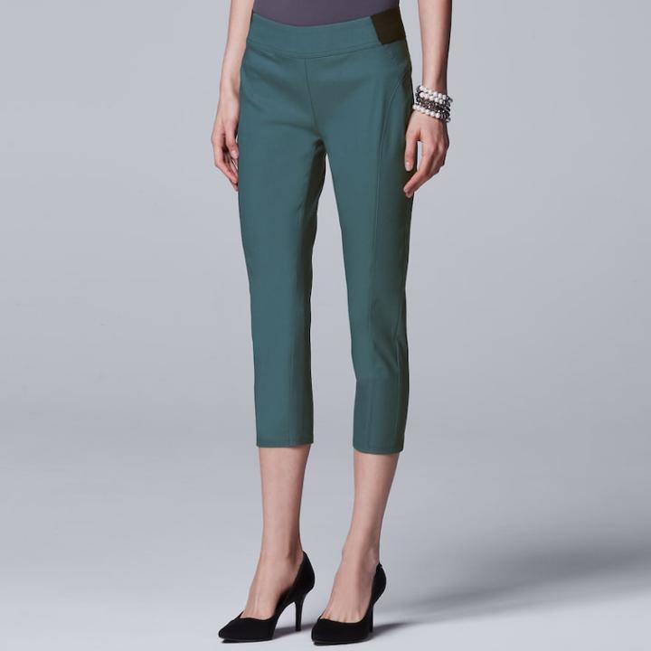 Women's Simply Vera Vera Wang Seamed Twill Capri, Size: Large, Med Blue