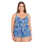 Plus Size Croft & Barrow&reg; Tummy Slimmer Tiered Swimdress, Women's, Size: 16 W, Blue