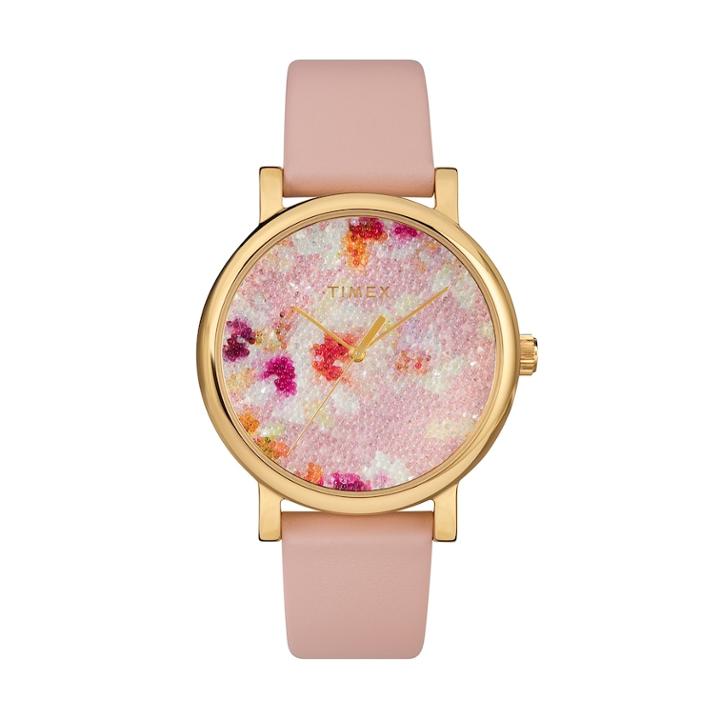 Timex Women's Style Elevated Crystal Leather Watch - Tw2r66300jt, Size: Medium, Pink