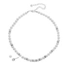 Crystal Allure Necklace And Button Stud Earring Set, Teens, White
