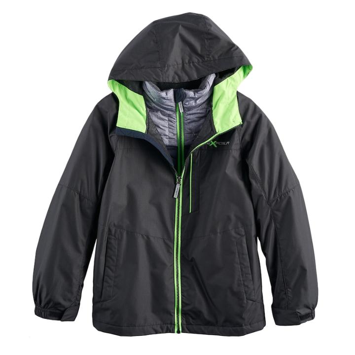 Boys 8-20 Zeroxposur Rain 3-in-1 Systems Jacket, Size: Medium, Black