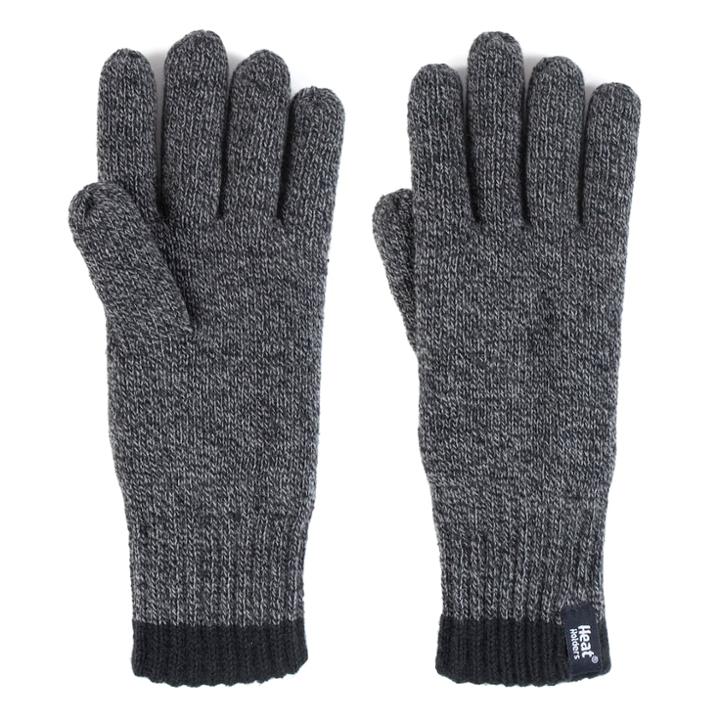 Men's Heat Holders Flat-knit Gloves, Size: Medium/large, Grey (charcoal)
