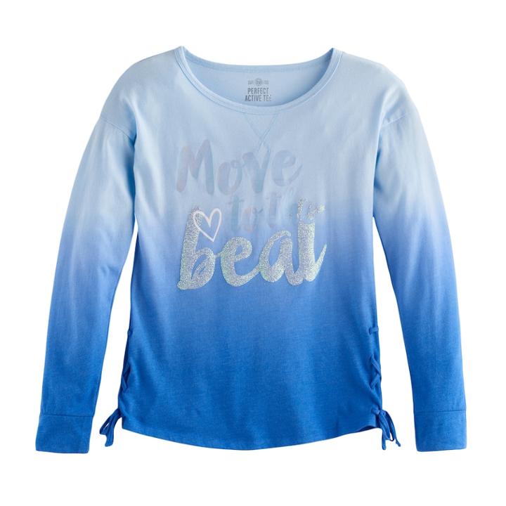 Girls 7-16 So&reg; Drop Shoulder Lace-up Side Tee, Size: 16, Med Blue