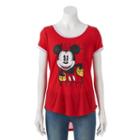 Disney's Mickey Mouse Juniors' Ringer Graphic Tee, Girl's, Size: Medium, Med Red