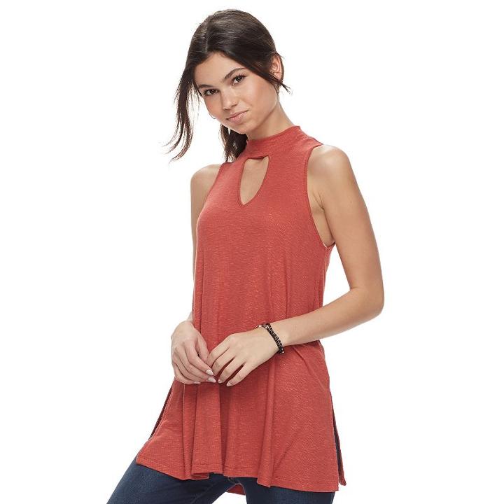 Juniors' Pink Republic Ribbed Choker Neck Tank, Teens, Size: Xs, Brown Oth