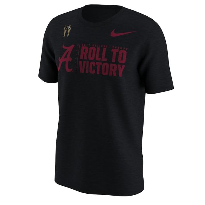 Men's Nike Alabama Crimson Tide 2017 National Champions In Season Tee, Size: Xxl, Black