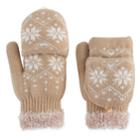 Sonoma Goods For Life&trade; Women's Snowflake Fairisle Convertible Flip-top Mittens, Beig/green (beig/khaki)