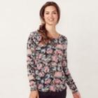 Women's Lc Lauren Conrad Lace Trim Top, Size: Xs, Dark Grey