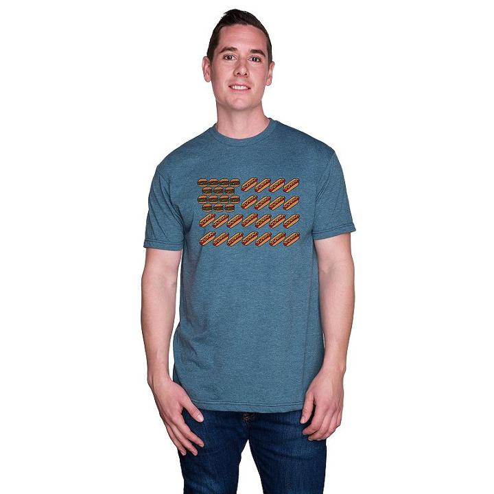 Men's Burgers & Hot Dogs Flag Tee, Size: Xl, Blue (navy)
