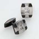 Axl By Triton Stainless Steel And Titanium Black Ion White Topaz Cuff Links, Men's, Multicolor