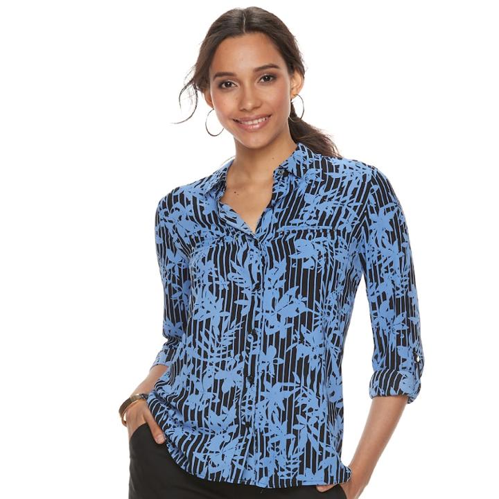 Women's Apt. 9&reg; Convertible Button Tab Blouse, Size: Xs, Oxford