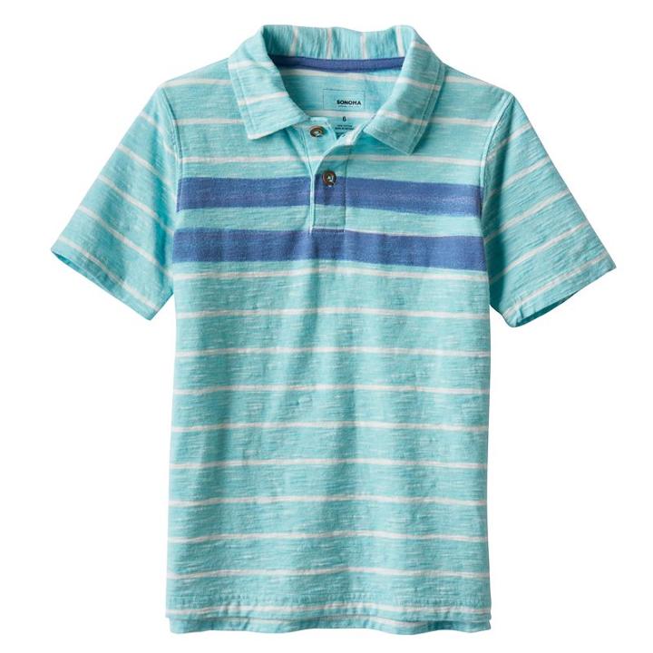 Boys 4-7x Sonoma Goods For Life&trade; Striped Polo, Boy's, Size: 5, Turquoise/blue (turq/aqua)