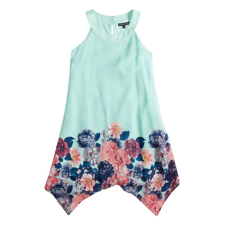 Girls 7-16 My Michelle Sharkbite Halter Dress, Size: 14, Green