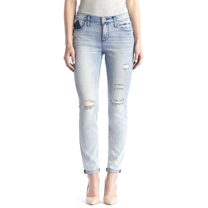 Women's Rock & Republic&reg; Berlin Ripped Cuffed Ankle Jeans, Size: 4 Short, Light Blue