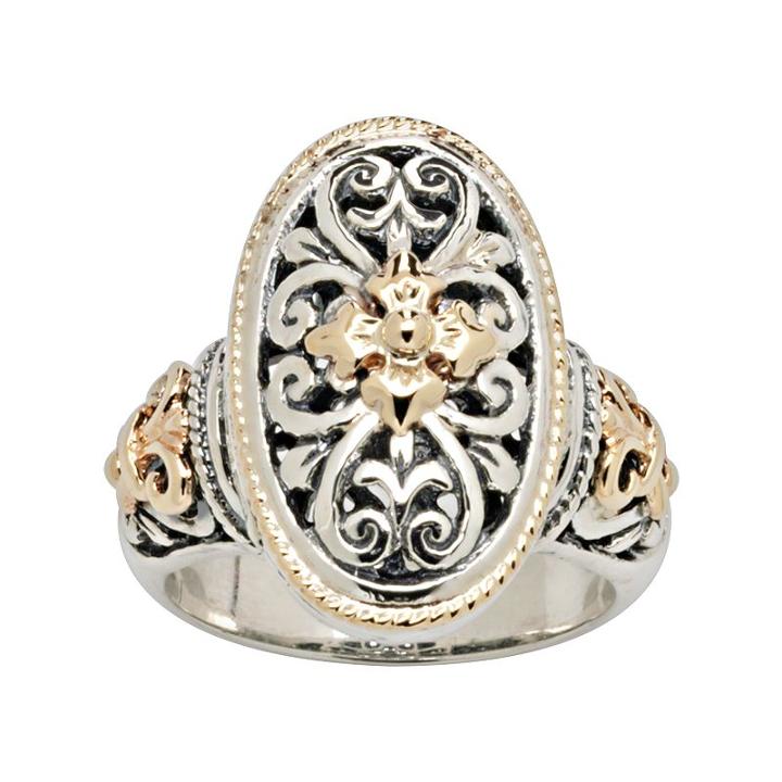 14k Gold And Sterling Silver Etruscan Ring, Women's, Size: 9, Multicolor