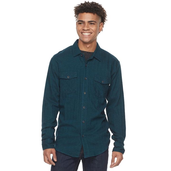 Men's Trinity Collective Rampart Flannel Button-down Shirt, Size: Small, Turquoise/blue (turq/aqua)