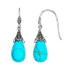 Tori Hill Simulated Turquoise And Marcasite Sterling Silver Teardrop Earrings, Women's, Multicolor