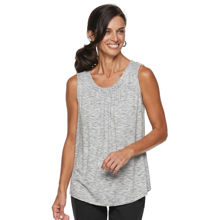 Women's Croft & Barrow&reg; Pleated Swing Tank, Size: Medium, Light Grey