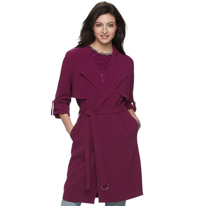 Women's Jennifer Lopez Draped Trench Coat, Size: Xs, Drk Purple