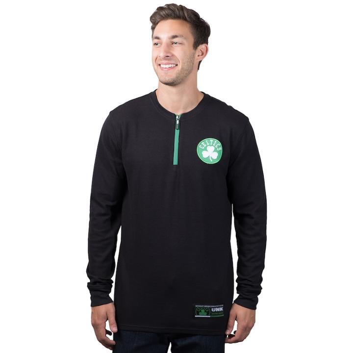 Men's Boston Celtics 1/4-zip Thermal Tee, Size: Xxl, Black