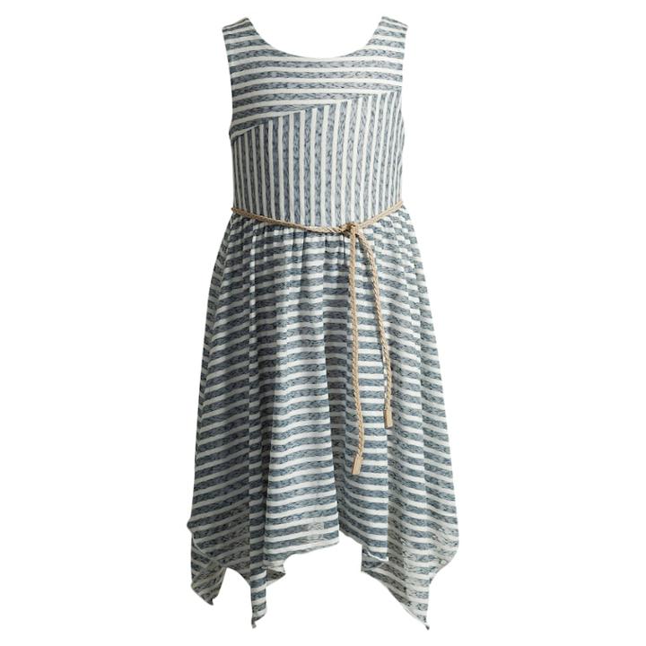 Girls 4-6x Youngland Stripe Handkerchief Hem Skirt Dress, Size: 6x, Blue